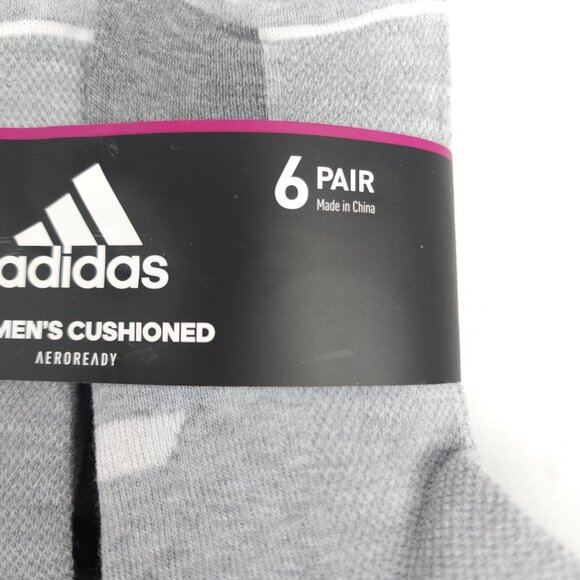 Adidas Womens Cushioned Low-Cut Socks 6-Pack Aeroready Technology Gray - Picture 8 of 9